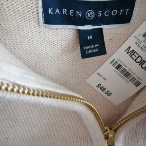 Karen Scott Womes 4/1 Zip Colorblock Pullover Sweater